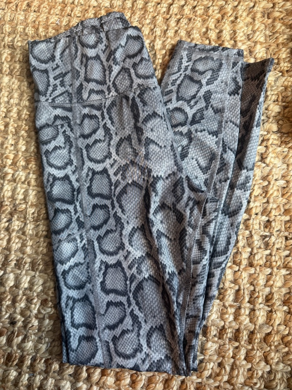 Avia Gray and Black Snake-Pattern Leggings